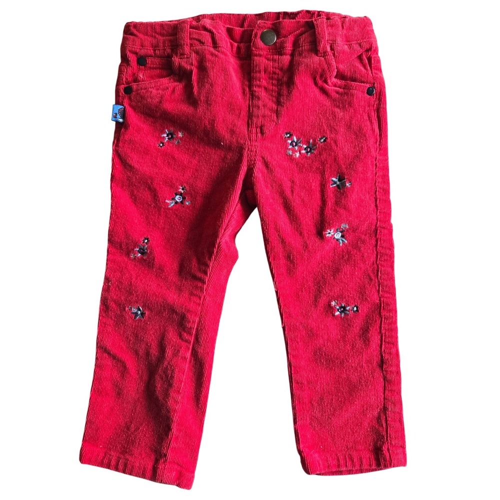 Tissala Baby‎ Corduroy Pants Red Floral Embroidered Toddler Girl 18 Months